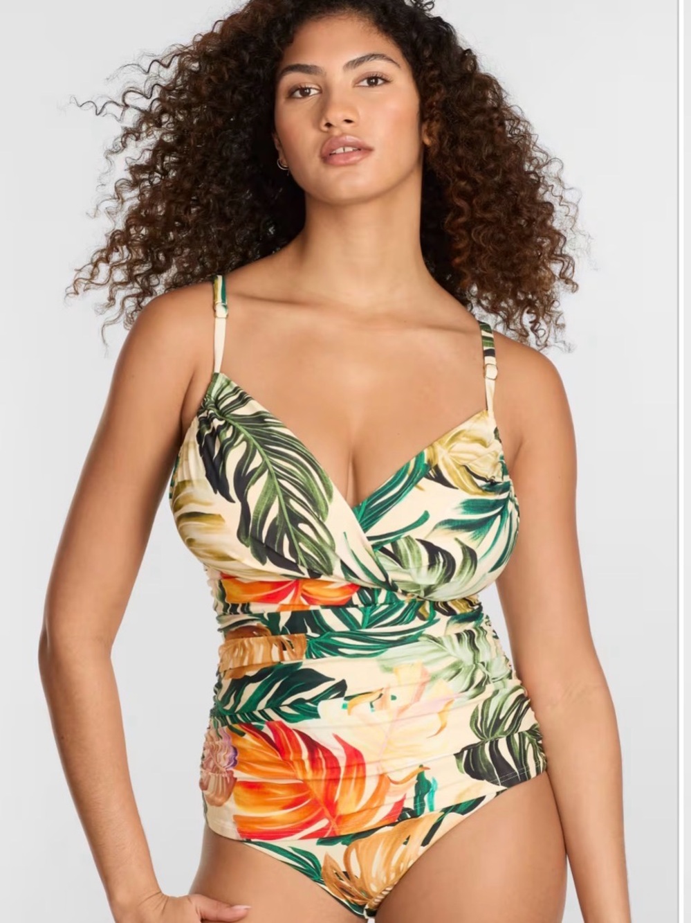 NWT Sunsets Simone tankini top, size large tropical print